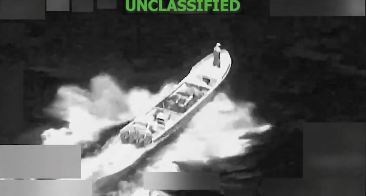 The ship that the US military claims is "involved in drug trafficking activities". Photo: South American Command.