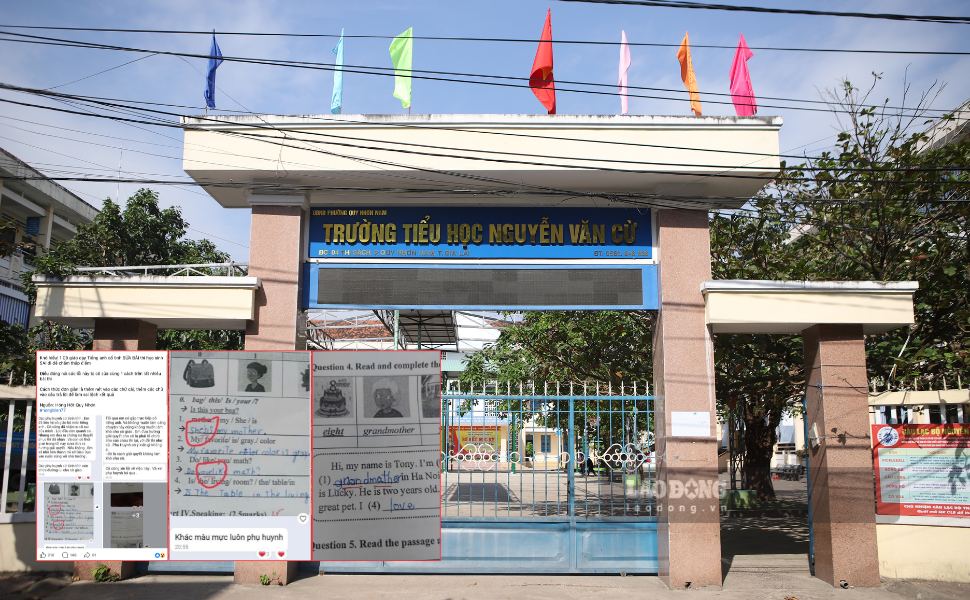 Nguyen Van Cu Elementary School (Quy Nhon Nam ward, Gia Lai) identified English teachers with signs of correcting students' exam papers. Photo: Hoai Phuong