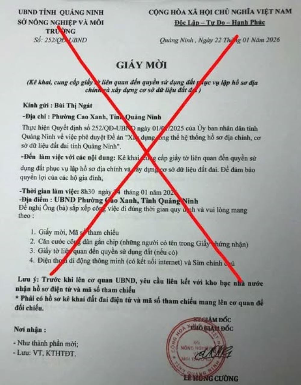 Many communes and wards in Quang Ninh warn of the situation of forging documents of the Department of Agriculture and Environment for the purpose of fraud and appropriation of property. Photo: Cao Xanh Ward People's Committee