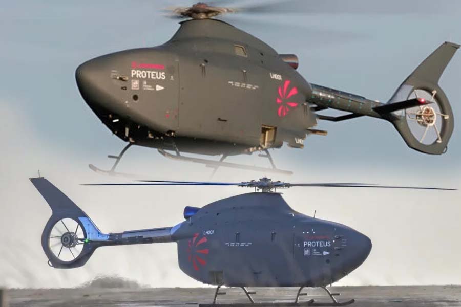 Proteus helicopters fly automatically safely in the common airspace, promising to reduce risks for the crew and increase the efficiency of naval missions. Graphics: Cat Tien