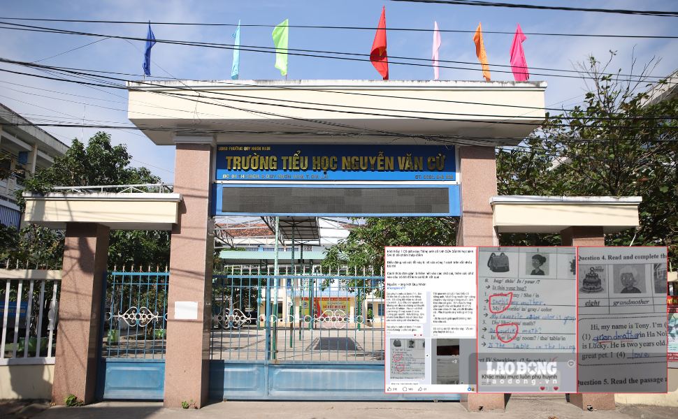 Le departement de la culture et des affaires sociales du quartier de Quy Nhon Nam (Gia Lai) a determine que l'enseignant d'anglais de l'ecole primaire Nguyen Van Cu avait corrige l'examen et abaisse les notes de nombreux eleves. Photo: Hoai Phuong
