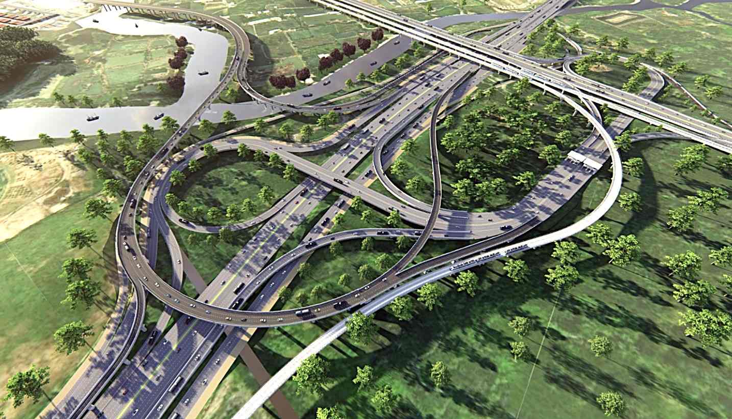 Phoi canh nut giao duong lien cang voi cao toc TPHCM - Long Thanh va Vanh dai 3 khi hoan thanh. Anh: So Xay dung