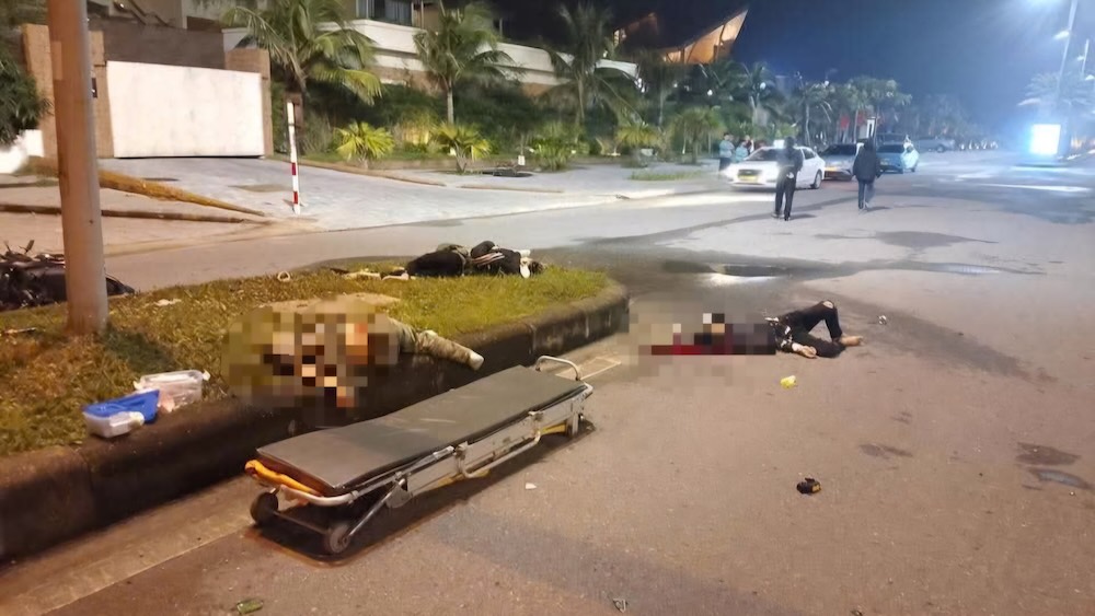 꽝찌 도로에서 3명이 사망한 사건 현장. 사진: 주민 제공