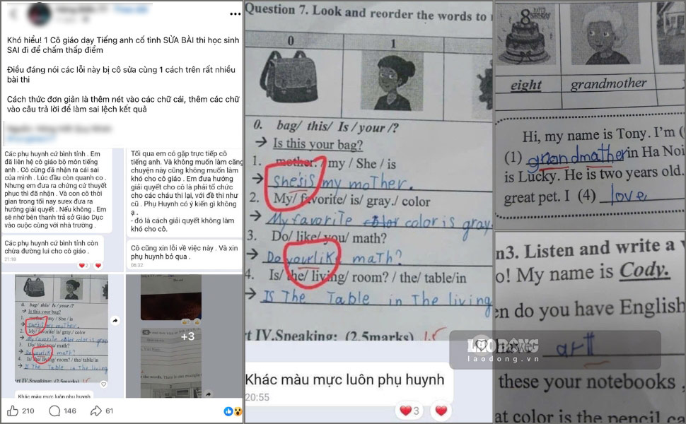 The incident of teachers being accused of editing student exam papers is spreading online. Photo: Parent provided