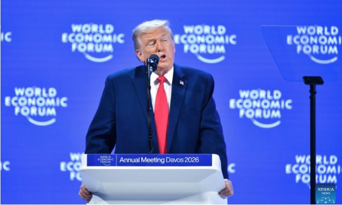 Mr. Trump at the 2026 World Economic Forum. Photo: Xinhua