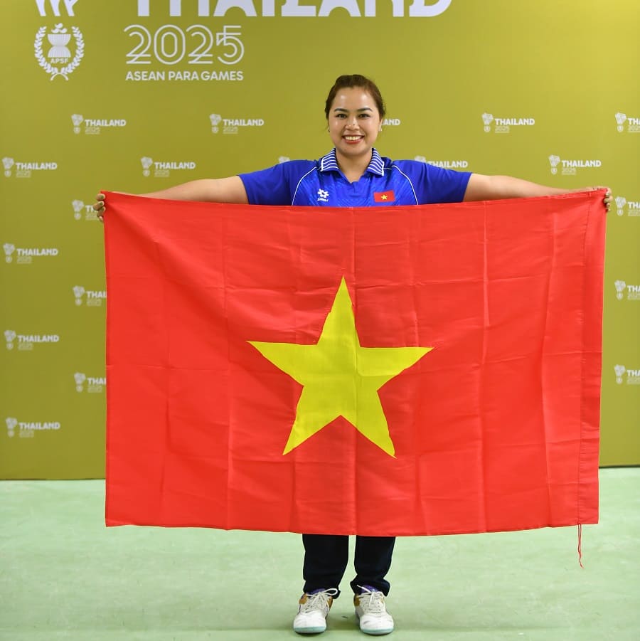 Disabled track and field athlete Nguyen Thi Hai has memorable results at ASEAN Para Games 13. Photo: Thai Duong