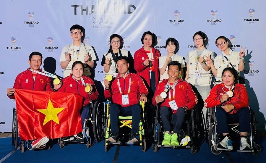 The thao nguoi khuyet tat Viet Nam da no luc tranh tai va hoan thanh chi tieu o ASEAN Para Games 13. Anh: Thai Duong