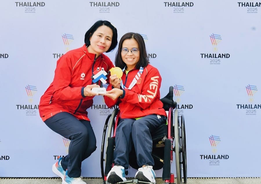 Athlete Vi Thi Hang is an excellent face at ASEAN Para Games 13. Photo: Thai Duong