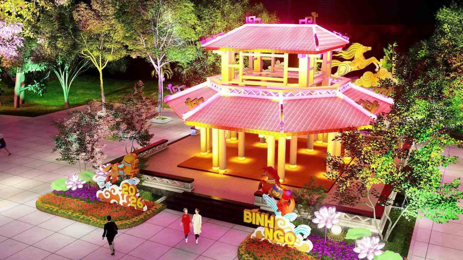 Perspective of the place where Tet programs are held in Phu Xuan ward, Hue city. Photo: Q. An.