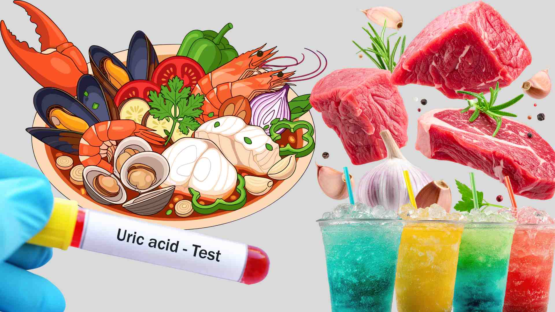 Some foods and drinks that increase uric acid and blood sugar. Graphics: Ha May