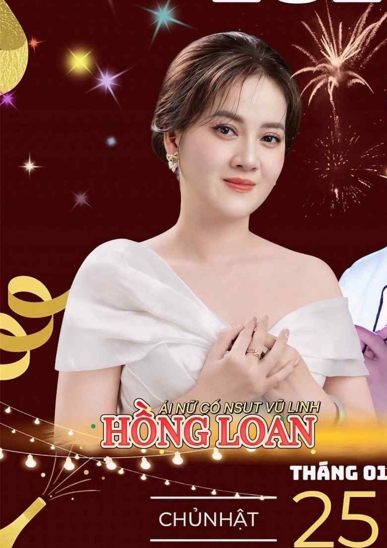 Hong Loan thuong duoc moi show gan ten minh voi danh xung nghe si, ai nu Vu Linh. Anh: Poster. 