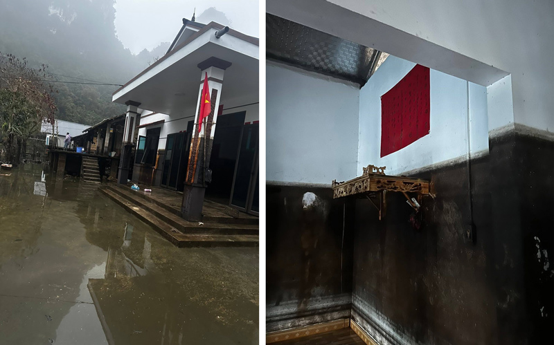 Sau 4 thang, nuoc lu rut di, nguoi dan tap trung don dep nhung viec don vao o ngay van can than trong. Anh: Nong Huong