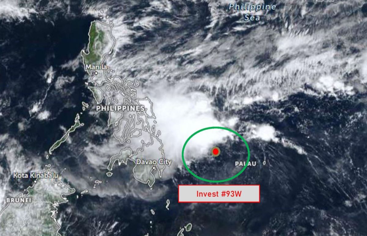 Low pressure 93W in eastern Philippines afternoon of January 26, 2026. Photo: JTWC/Weather 24 News