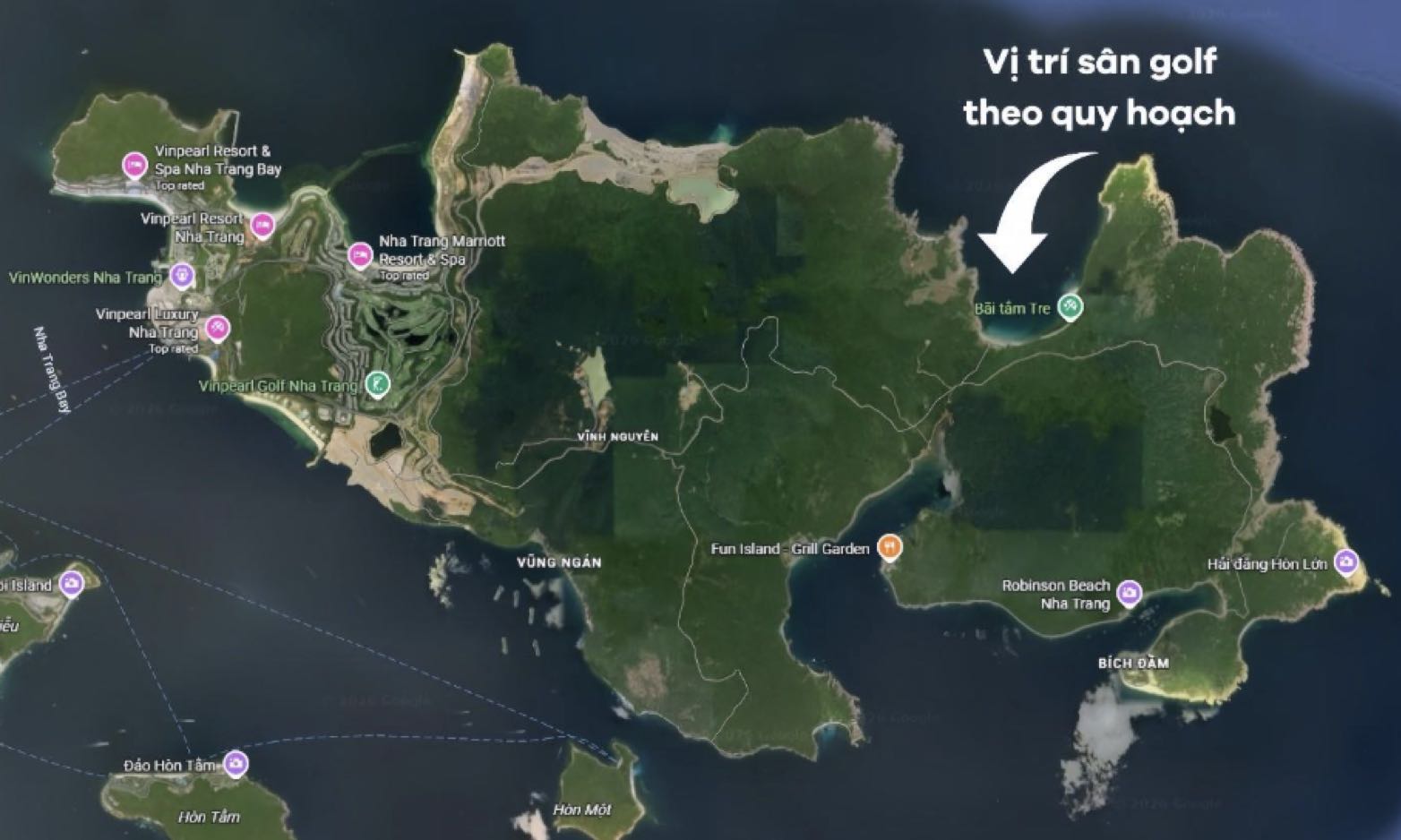 Vi tri san golf nam tai khu vuc Bai Tre. Anh: Huu Long