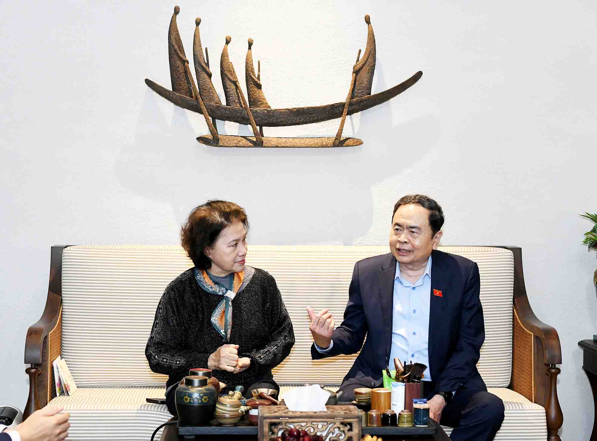 Tai buoi thăm, chuc Tết nguyên Chu tich Quoc hoi Nguyễn Thi Kim Ngân, Uy vien Bo Chinh tri, Chu tich Quoc hoi Tran Thanh Man cho biet, thoi gian toi se quyet tam thuc hien hieu qua mo hinh “Quoc hoi so”. Anh: Pham Thang.