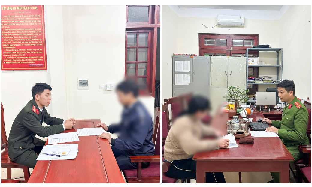 Lực lượng Công an làm việc các trường hợp vi phạm. Ảnh: Công an tỉnh Bắc Ninh

