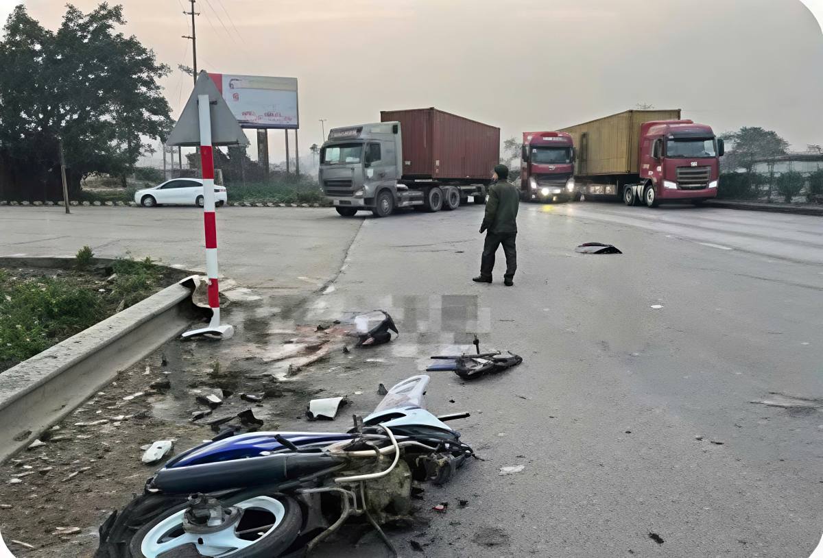 Preview of the accident involving a tractor-trailer in District 5. Photo: Hai Phong City Traffic Safety Board