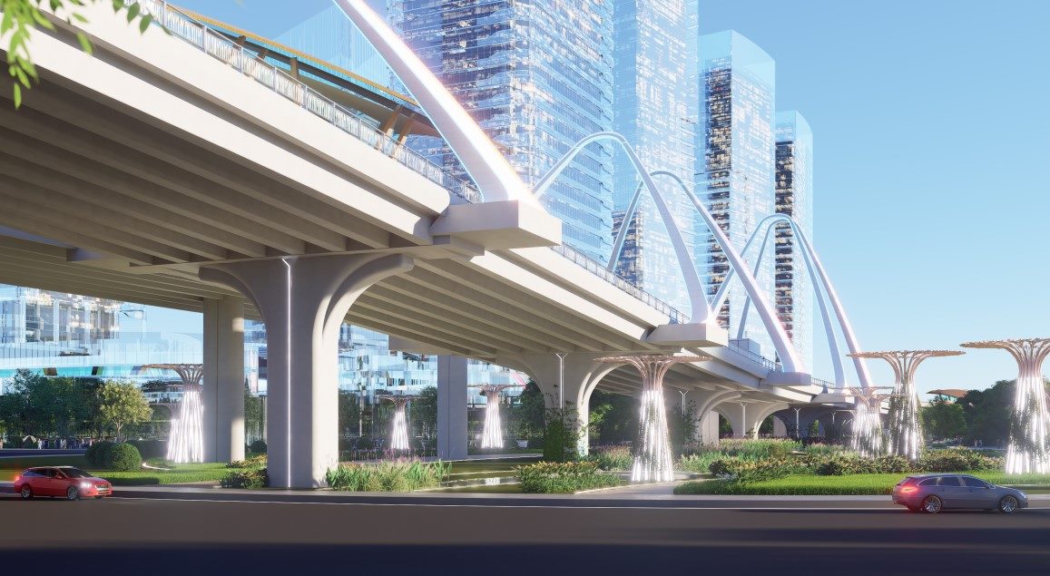 Perspective of the Nguyen Huu Tho elevated road section. Photo: Ho Chi Minh City Department of Construction