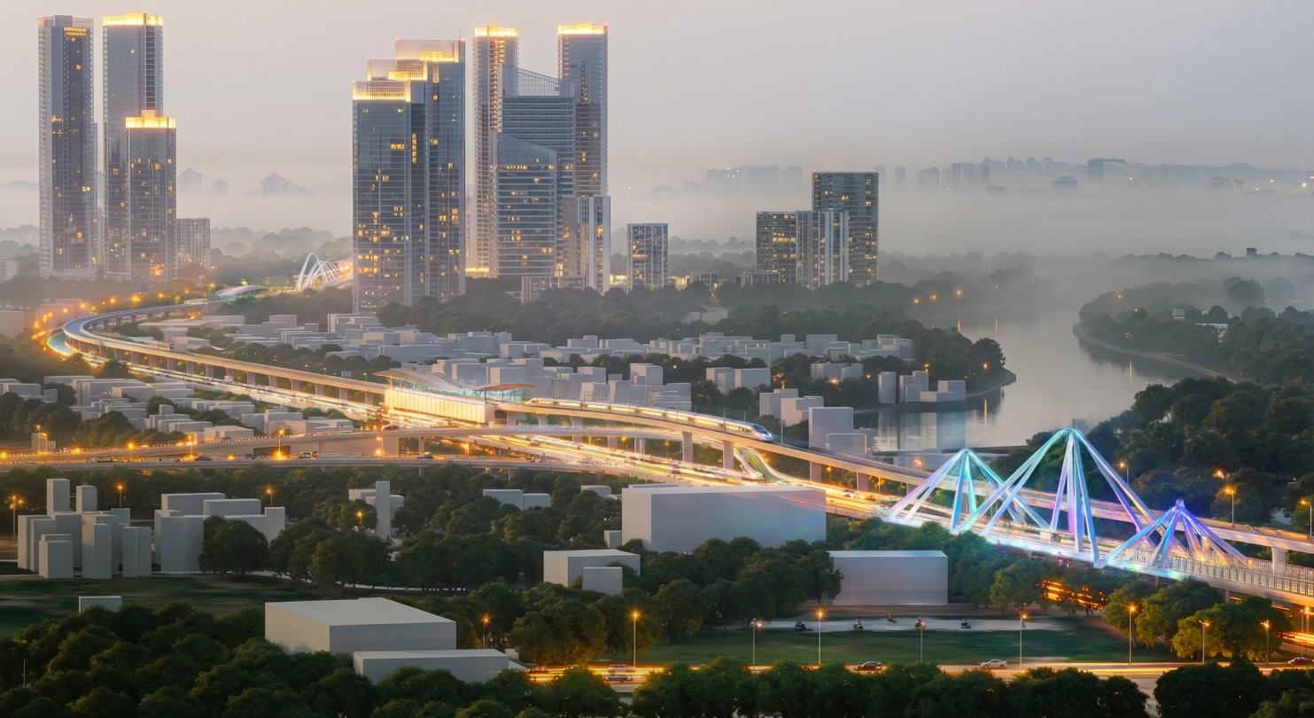 Tuyen duong tren cao di song song tuyen Metro so 4 (Thanh Xuan - Khu do thi Hiep Phuoc). Anh: So Xay dung TPHCM