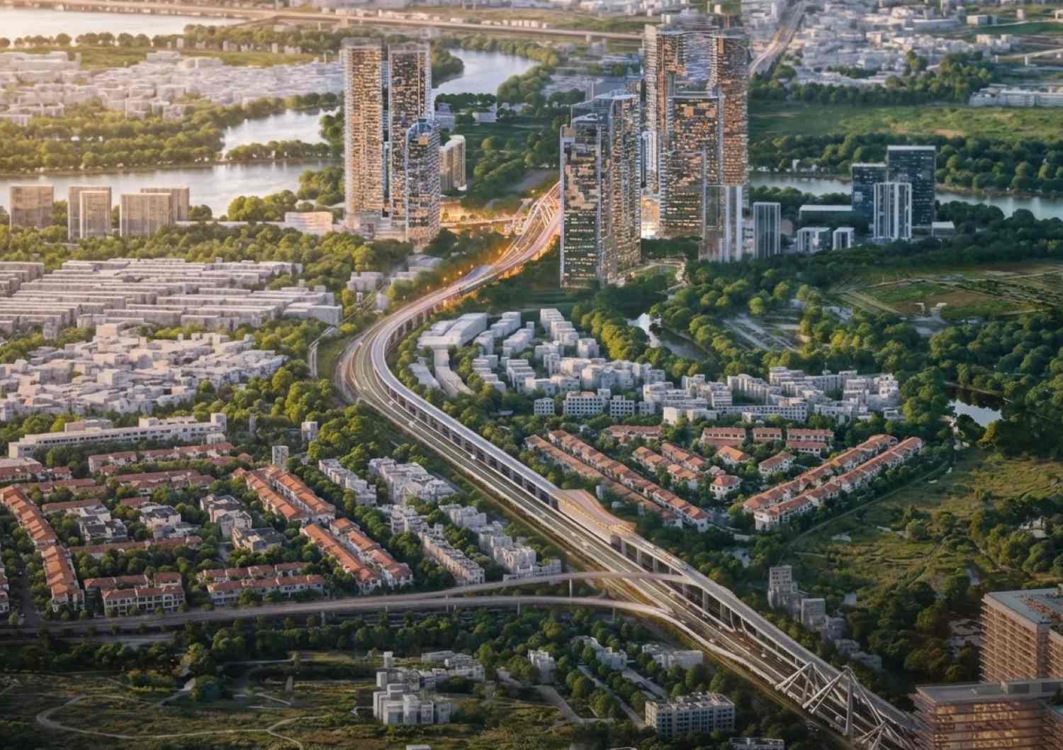 Phoi canh thiet ke tong the duong tren cao Nguyen Huu Tho.  Anh: So Xay dung TPHCM