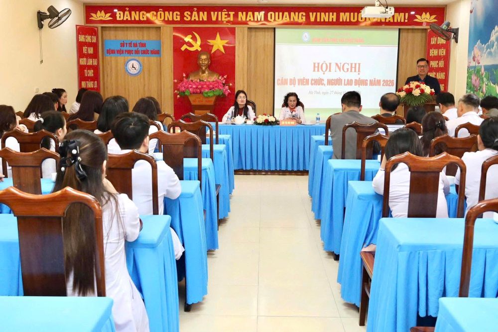 The grassroots Trade Union of the Rehabilitation Hospital has just organized the Conference of officials, civil servants, and employees in 2026. Photo: Ha Tinh Trade Union.