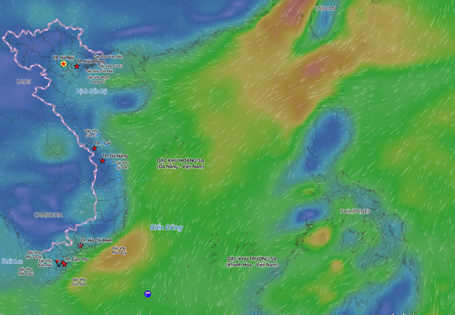 Forecast of northeast monsoon causing unfavorable weather in some sea areas in the Northern East Sea region. Photo: Vietnam Disaster Monitoring System