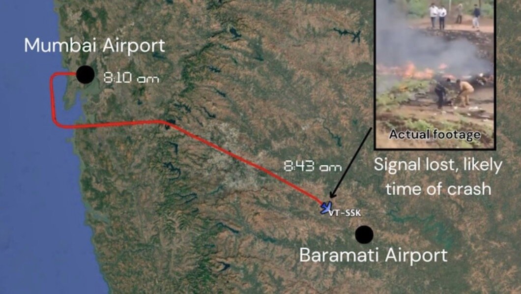 Location of the plane crash carrying Indian politicians on January 28. Photo cut from NDTV