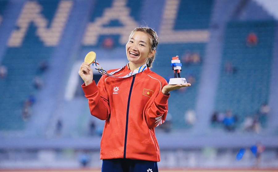 Player Nguyen Thi Oanh will participate in the 2026 Asian Indoor Athletics Championships. Photo: Minh Dan