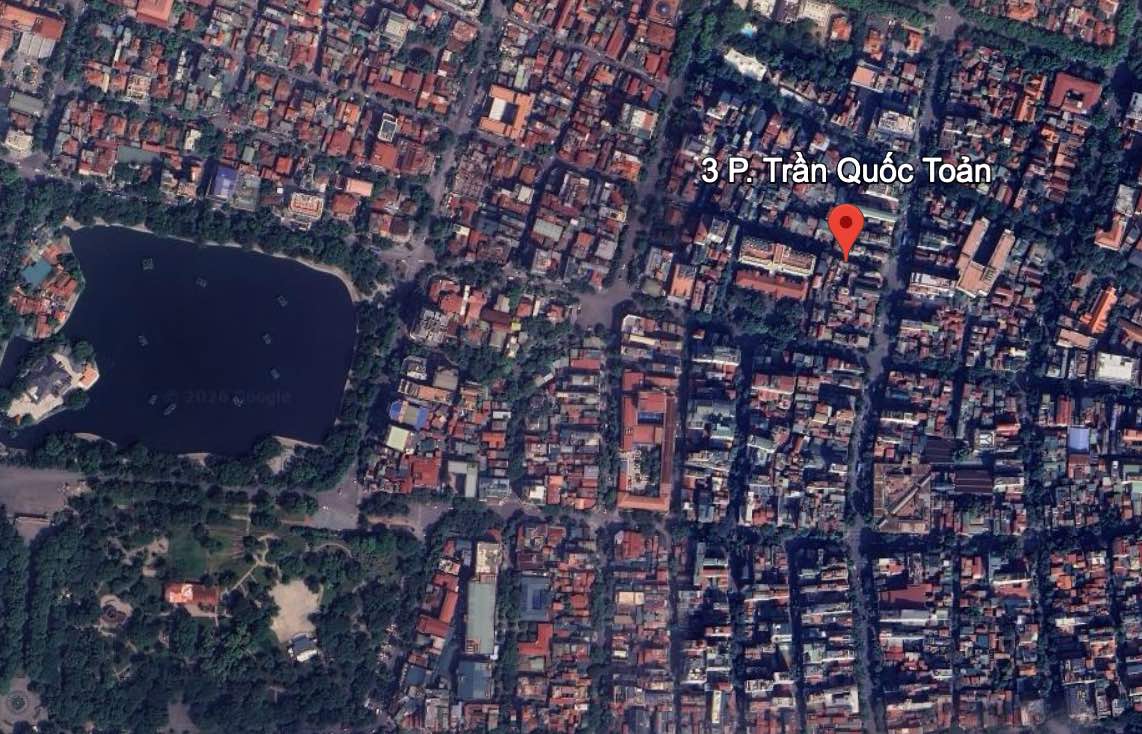 Hanoi allows changing the land use purpose of 558m2 of land at No. 3 Tran Quoc Toan street. Photo: Google Earth