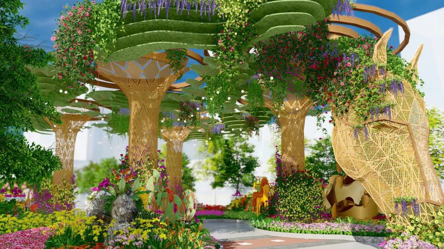 Nhất mã thong dong là linh vật lớn nhất trên đường hoa với chiều cao gần 7m.