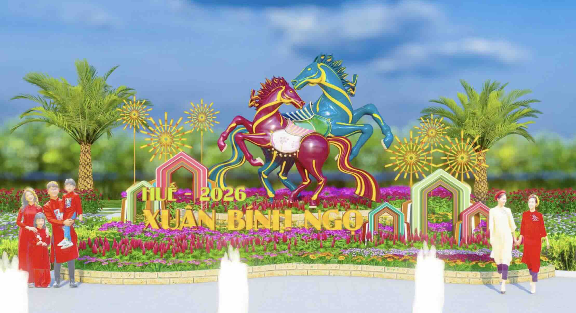 Phối cảnh linh vật ở công viên trước trụ sở UBND TP Huế. Ảnh: Quảng An.