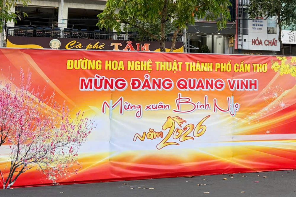 Khu vực làm Đường hoa nghệ thuật tại TP Cần Thơ. Ảnh: Phong Linh.