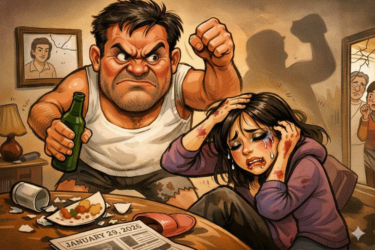 Công an Cà Mau xử phạt người chồng đánh vợ mình. Ảnh: AI