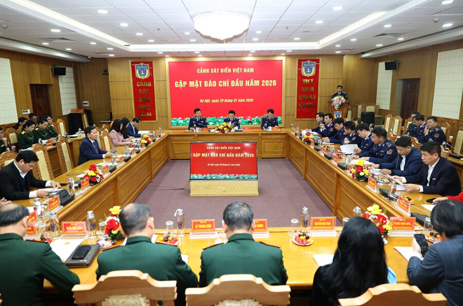 On January 29, in Hanoi, the Vietnam Coast Guard held a press meeting at the beginning of 2026. Photo: Ministry of National Defense