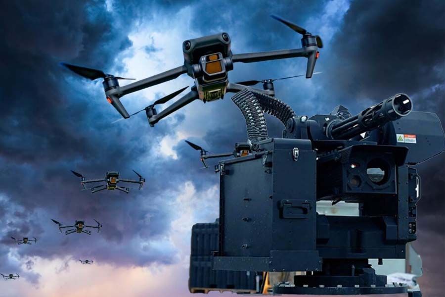 Trakon Lite 134 system, integrated with AI and radar, capable of firing 3,000 rounds/minute to deal with hostile UAVs. Graphics: Cat Tien