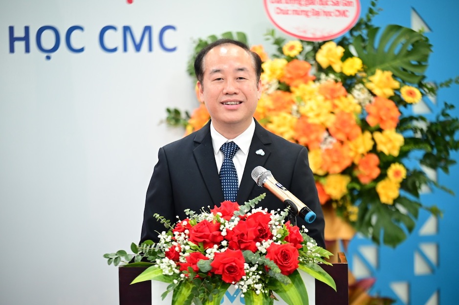 PGS.TS Nguyễn Thanh Tùng - Hiệu trưởng Trường Đại học CMC phát biểu tại buổi lễ. Ảnh: BTC