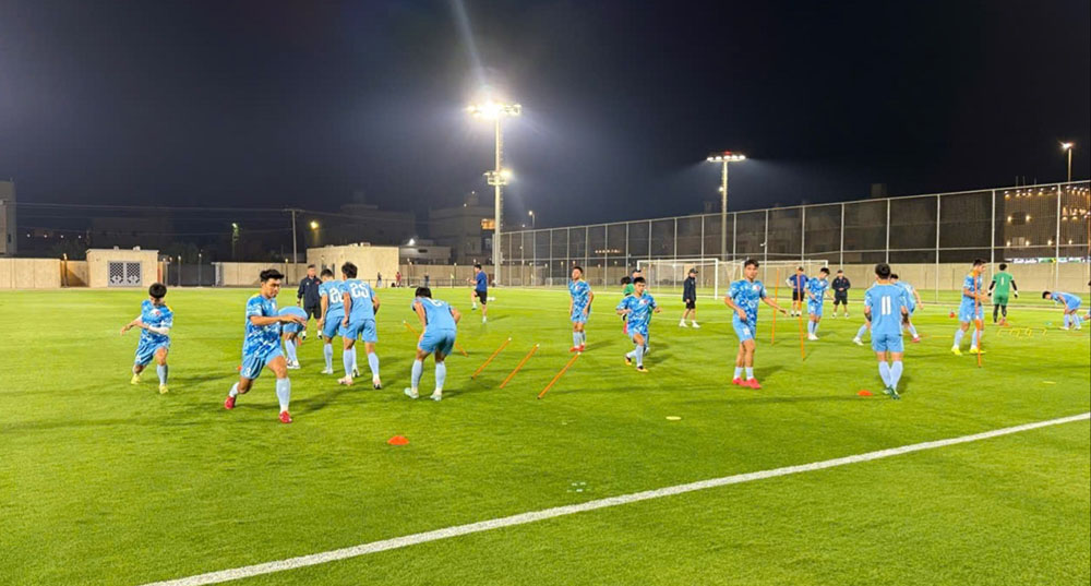 Toan canh buoi tap dau tien cua U23 Viet Nam tai Saudi Arabia. Anh: VFF