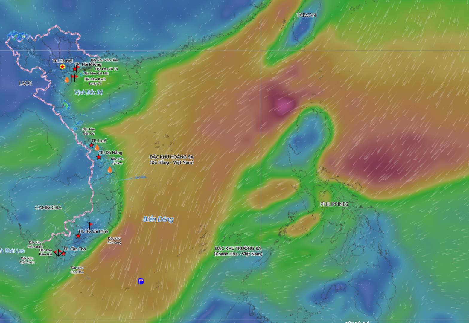 한랭 전선이 일부 해역에서 계속해서 불리한 날씨를 유발하고 있습니다. 사진: 베트남 재해 감시 시스템