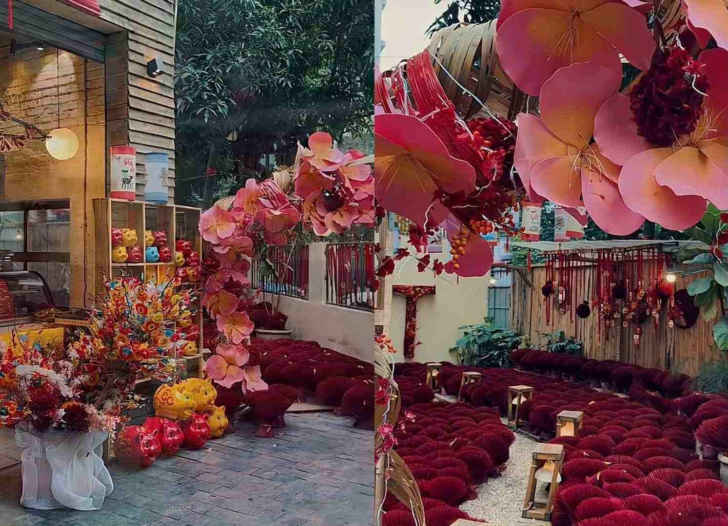 Khong gian ngap sac hoa mang lai cam giac am ap, gan gui trong khong khi Tet dang den gan. Anh: Thu Cong Coffee 