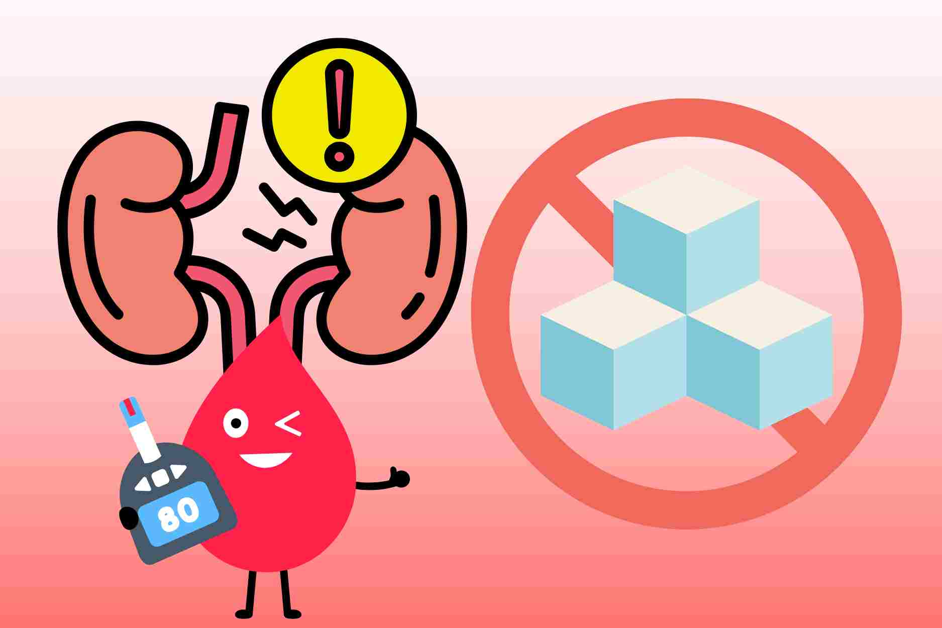 What happens to kidneys and blood sugar when avoiding sweets, cutting sugar