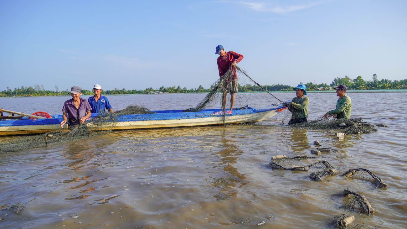 Vung trung xa My Tu thuong xuyen ngap sau, nong dan chuyen tu trong lua sang nuoi ca tren ruong giup giam chi phi, tang thu nhap. Anh: Phuong Anh