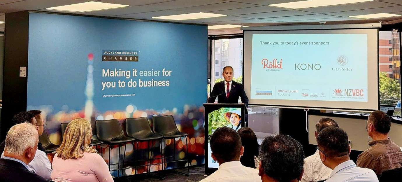 Vietnamese Ambassador to New Zealand Phan Minh Giang speaks at the Opening Ceremony of the New Zealand - Vietnam Business Council. Photo: BCT