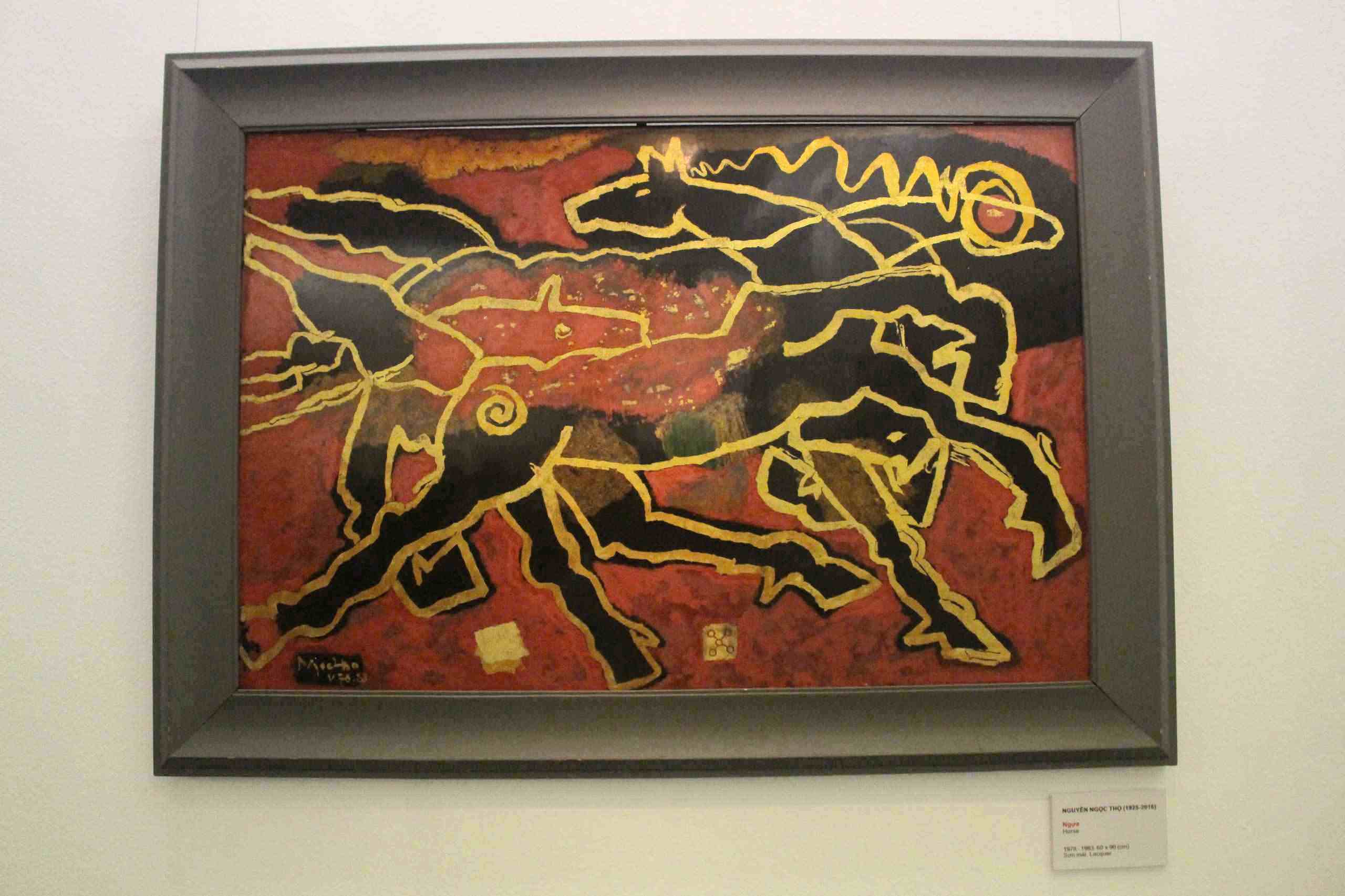 Bức tranh “Ngựa” của cố họa sĩ Nguyễn Ngọc Thọ. Ảnh: Lê Tuyến