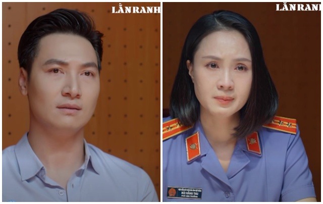 Phân cảnh thẩm vấn căng thẳng giữa hai người bạn thân Thu - Triển do Hồng Diễm và Mạnh Trường đóng gây bão mạng xã hội. Ảnh cắt từ phim