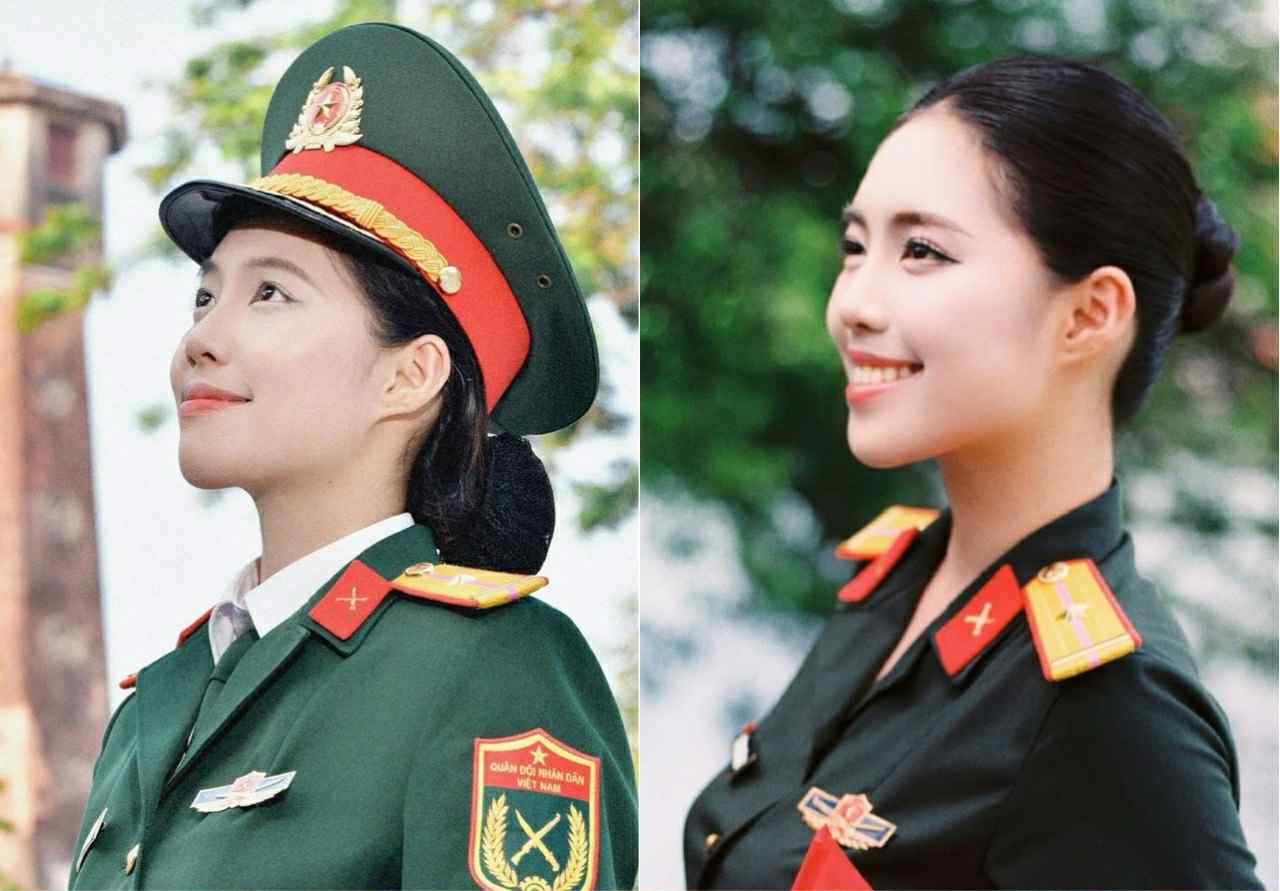 Á hậu Châu Anh mang quân hàm Thiếu úy. Ảnh: Chụp từ trang cá nhân