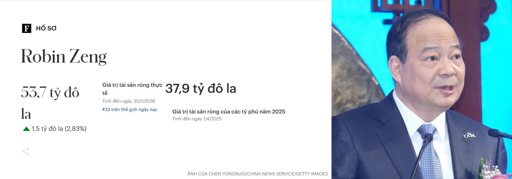 Tỉ phú . Ảnh màn hình Forbes.