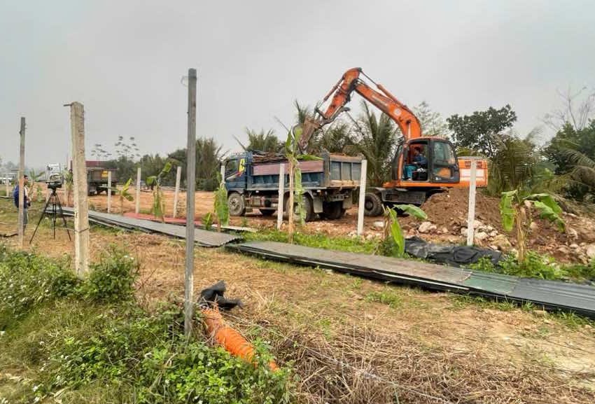 Xã Kiều Phú cưỡng chế công trình xây dựng trái phép trên đất nông nghiệp. Ảnh: UBND xã Kiều Phú