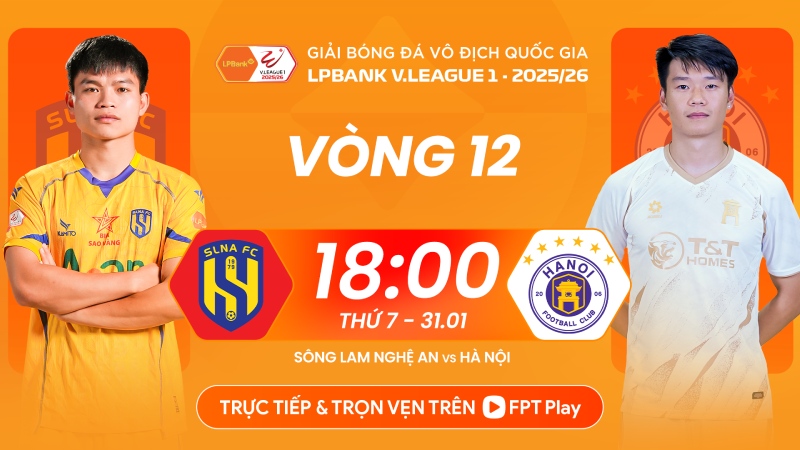 Song Lam Nghe An welcomes Hanoi FC in round 12 of V.League. Photo: FPT Play.