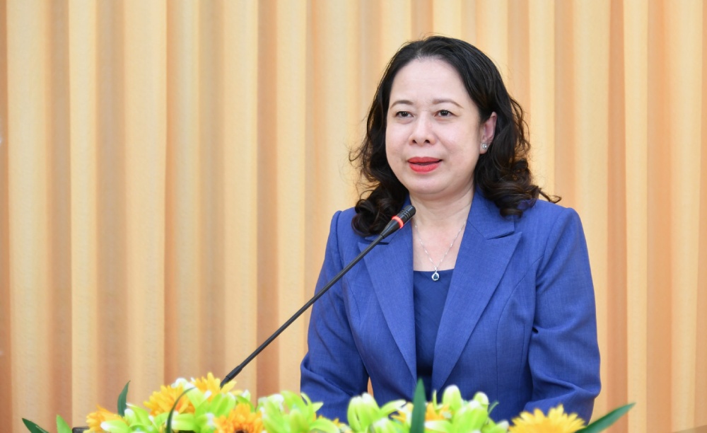 Phó Chủ tịch nước Võ Thị Ánh Xuân phát biểu tại buổi làm việc. Ảnh: Phương Vũ