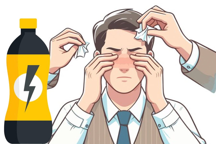 Drinking energy drinks regularly can harm vision. Graphics: Thien Nhan